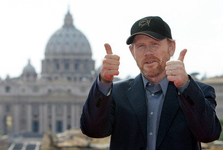 Ron Howard posing in wth The Vatican in the background